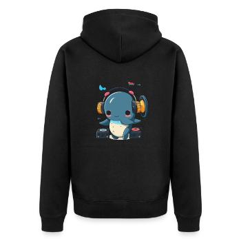 Whale Beats - Unisex Premium Organic Zip Hoodie - black - Back - Nico (187cm)