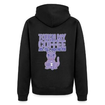 Touch My Coffee And I Will Scratch You 4 - Unisex Premium Bio Zip Hoodie - Schwarz - Hinten - Nico (187cm)
