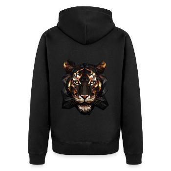 Geometric Tiger Animation - Unisex Premium Organic Zip Hoodie - black - Back - Nico (187cm)
