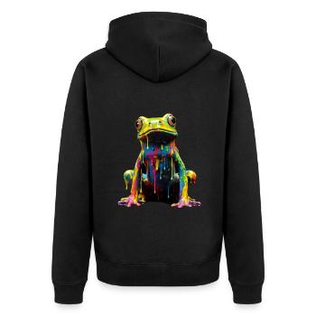 Rainbow Frog - Unisex Premium Bio Zip Hoodie - Schwarz - Hinten - Nico (187cm)