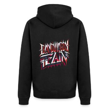 Bandwagon Fan 15 - Unisex Premium Bio Zip Hoodie - Schwarz - Hinten - Nico (187cm)