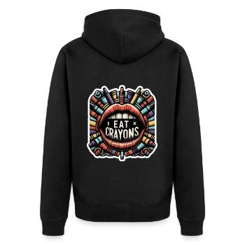 I Eat Crayons 7 - Unisex Premium Bio Zip Hoodie - Schwarz - Hinten - Nico (187cm)