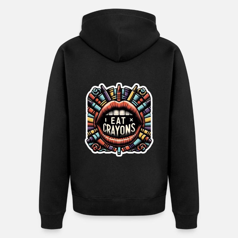 I Eat Crayons 7 - Unisex Premium Bio Zip Hoodie - Schwarz