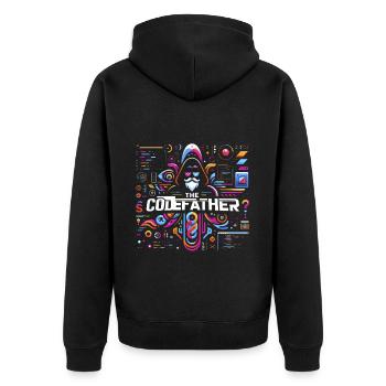 The Codefather 6 - Unisex Premium Bio Zip Hoodie - Schwarz - Hinten - Nico (187cm)
