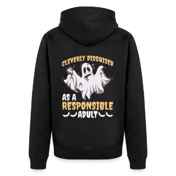 Cleverly Disguised As A Responsible Adult 25 - Unisex Premium Organic Zip Hoodie - black - Back - Nico (187cm)