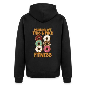 Working Off This 6 Pack Fitness 2 - Unisex Premium Organic Zip Hoodie - black - Back - Nico (187cm)