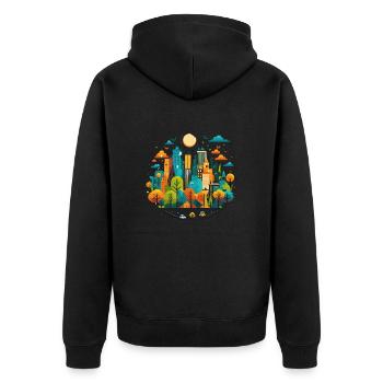 Der Stadtforscher - Unisex Premium Bio Zip Hoodie - Schwarz - Hinten - Nico (187cm)