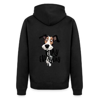 Play Everyday Geschenk für Hundehalter - Unisex Premium Bio Zip Hoodie - Schwarz - Hinten - Nico (187cm)