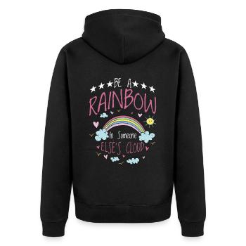 Be A Rainbow In Someone Else's Cloud - Unisex Premium Bio Zip Hoodie - Schwarz - Hinten - Nico (187cm)