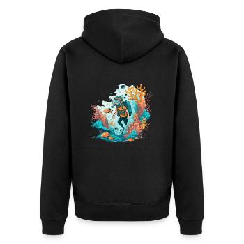 The Ocean Adventurer - Unisex Premium Organic Zip Hoodie - black - Back - Nico (187cm)
