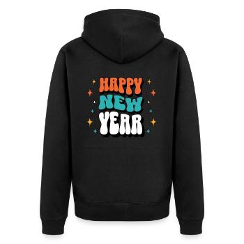 Bonne Année 2024 Réveillon du Nouvel An Célébration de la fête du Nouvel An - Veste à capuche bio Premium Unisexe - noir - Dos - Nico (187cm)