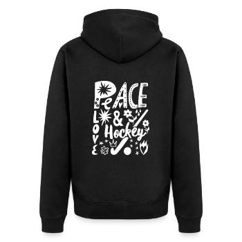 Peace Love et Hockey Hockey sur gazon Hockey en salle - Veste à capuche bio Premium Unisexe - noir - Dos - Nico (187cm)
