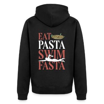 Eat Pasta Swim Fasta 26 - Unisex Premium Bio Zip Hoodie - Schwarz - Hinten - Nico (187cm)