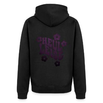 Heul leise lustiger Spruch nur die Harten - Unisex Premium Bio Zip Hoodie - Schwarz - Hinten - Nico (187cm)