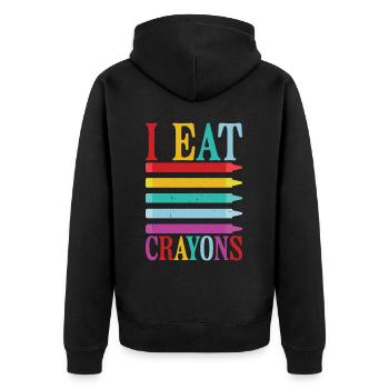 I Eat Crayons 10 - Unisex Premium Bio Zip Hoodie - Schwarz - Hinten - Nico (187cm)