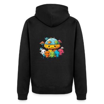 Space Buddies - Unisex Premium Organic Zip Hoodie - black - Back - Nico (187cm)