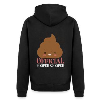 Official Pooper Scooper 61 - Unisex Premium Bio Zip Hoodie - Schwarz - Hinten - Nico (187cm)