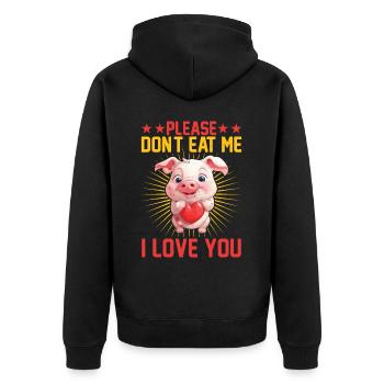 Please Don't Eat Me, I Love You 5 - Unisex Premium Bio Zip Hoodie - Schwarz - Hinten - Nico (187cm)
