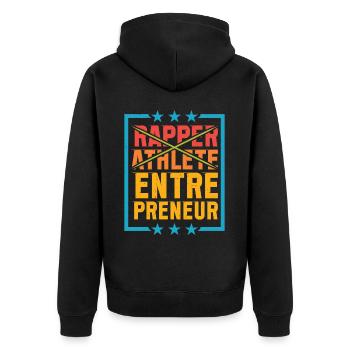 Rapper Athlete Entrepreneur 56 - Unisex Premium Organic Zip Hoodie - black - Back - Nico (187cm)