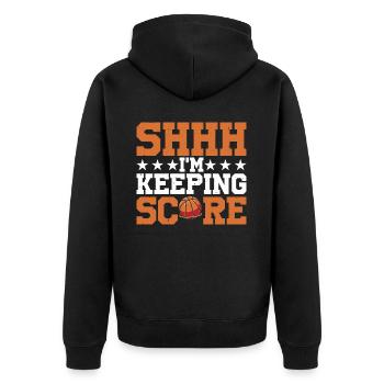 Shhh, I'm Keeping Score 22 - Unisex Premium Bio Zip Hoodie - Schwarz - Hinten - Nico (187cm)