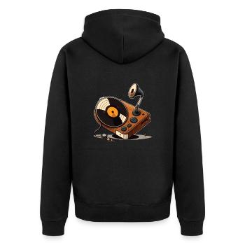 Le collectionneur de vinyles - Veste à capuche bio Premium Unisexe - noir - Dos - Nico (187cm)