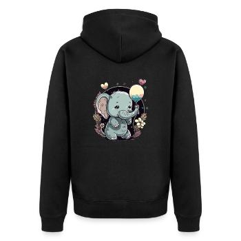 Baby Elephant Love - Unisex Premium Organic Zip Hoodie - black - Back - Nico (187cm)