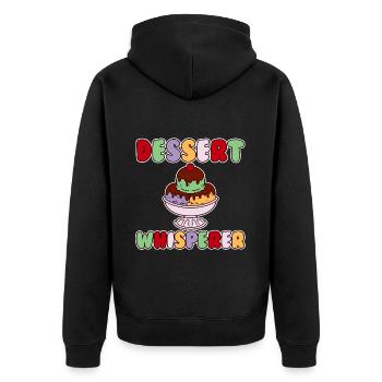 Dessert Whisperer 2 - Unisex Premium Bio Zip Hoodie - Schwarz - Hinten - Nico (187cm)