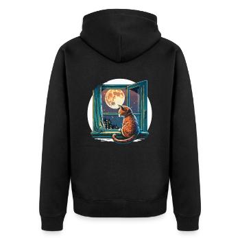 Hinterhältige Katze - Unisex Premium Bio Zip Hoodie - Schwarz - Hinten - Nico (187cm)