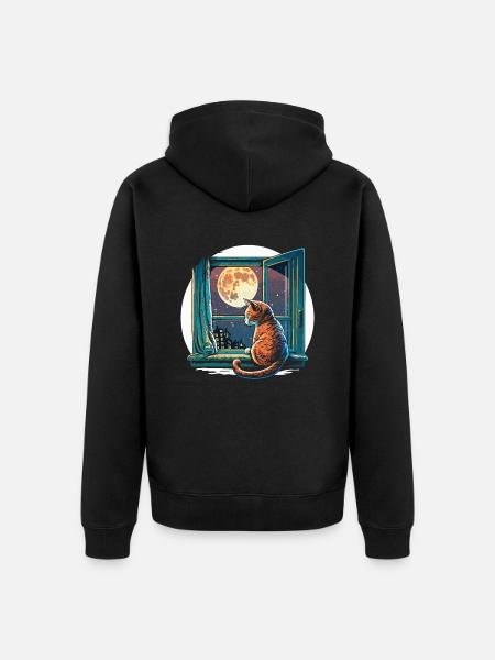 Sneaky Cat - Unisex Premium Organic Zip Hoodie - black