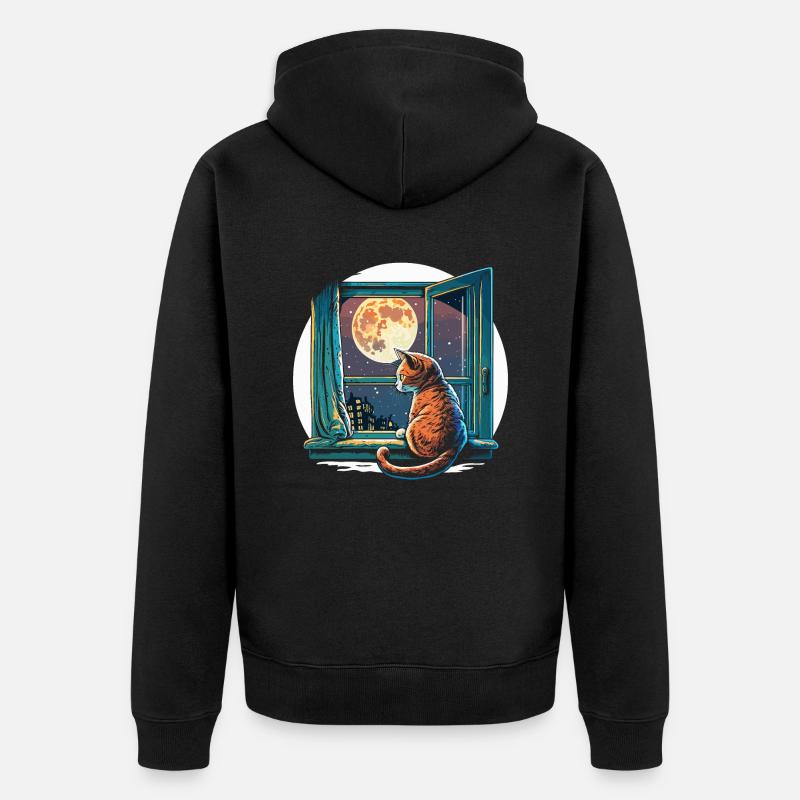 Chat sournois - Veste à capuche bio Premium Unisexe - noir