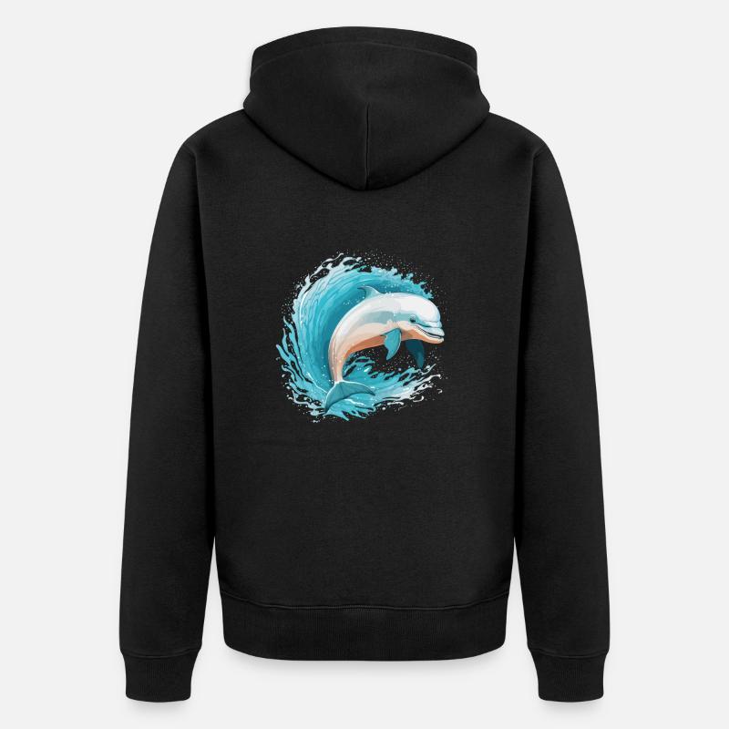 Dauphin espiègle - Veste à capuche bio Premium Unisexe - noir