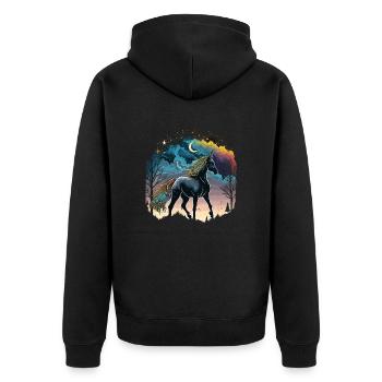 Licorne arc-en-ciel - Veste à capuche bio Premium Unisexe - noir - Dos - Nico (187cm)