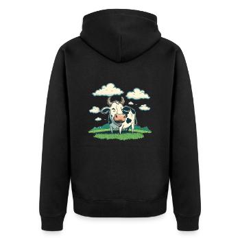 Contented Cow - Unisex Premium Organic Zip Hoodie - black - Back - Nico (187cm)