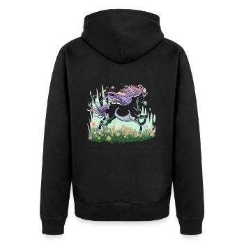 Magisches Einhorn - Unisex Premium Bio Zip Hoodie - Schwarz - Hinten - Nico (187cm)
