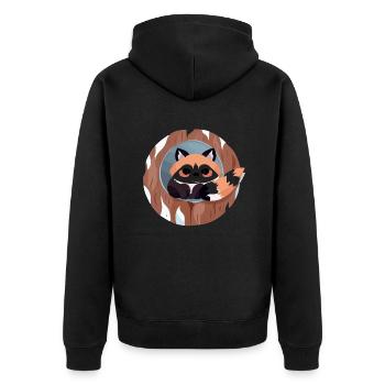 Kuscheliger roter Panda - Unisex Premium Bio Zip Hoodie - Schwarz - Hinten - Nico (187cm)
