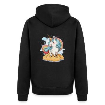 Golden Unicorn - Unisex Premium Organic Zip Hoodie - black - Back - Nico (187cm)