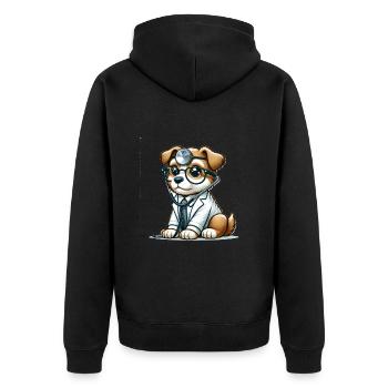 Cute Dog Doctor - Unisex Premium Bio Zip Hoodie - Schwarz - Hinten - Nico (187cm)