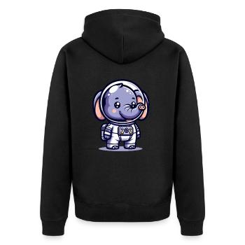 Cute Elephant Astronaut - Unisex Premium Organic Zip Hoodie - black - Back - Nico (187cm)