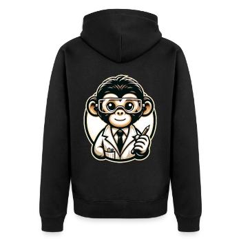 Cute Monkey Scientist - Unisex Premium Bio Zip Hoodie - Schwarz - Hinten - Nico (187cm)