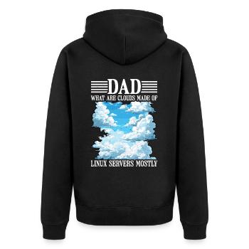 What Are Clouds Made Of, Linux Servers Mostly 26 - Unisex Premium Bio Zip Hoodie - Schwarz - Hinten - Nico (187cm)