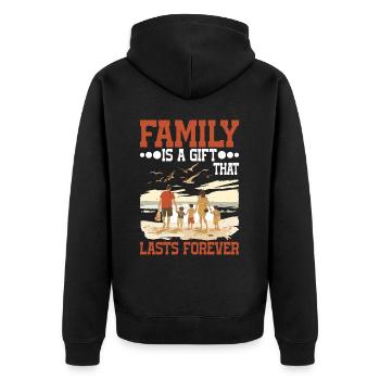 Family Is A Gift That Lasts Forever 5 --gift-- - Unisex Premium Bio Zip Hoodie - Schwarz - Hinten - Nico (187cm)
