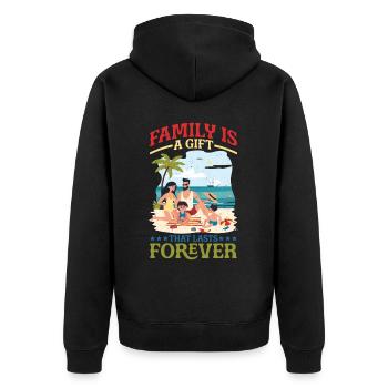 Family Is A Gift That Lasts Forever 6 --gift-- - Unisex Premium Bio Zip Hoodie - Schwarz - Hinten - Nico (187cm)