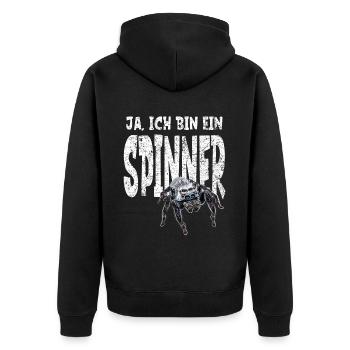 Lustiges Spinnen Halter Geschenk witziger Spruch - Unisex Premium Bio Zip Hoodie - Schwarz - Hinten - Nico (187cm)