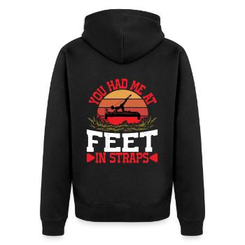 You Had Me At Feet In Straps 42 - Unisex Premium Organic Zip Hoodie - black - Back - Nico (187cm)