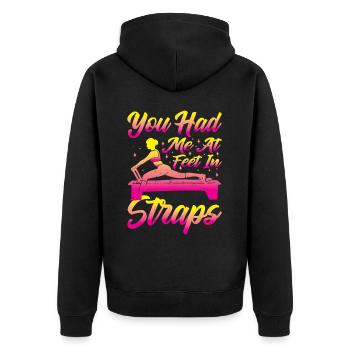 You Had Me At Feet In Straps 41 - Unisex Premium Organic Zip Hoodie - black - Back - Nico (187cm)