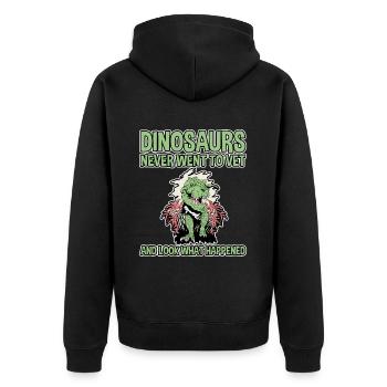 Dinosaurs Never Went To Vet, Look What Happened 2 - Unisex Premium Bio Zip Hoodie - Schwarz - Hinten - Nico (187cm)