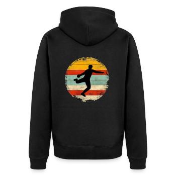 Discus Throw - Unisex Premium Organic Zip Hoodie - black - Back - Nico (187cm)