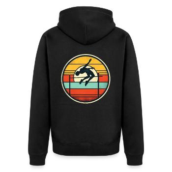 High Jump - Unisex Premium Bio Zip Hoodie - Schwarz - Hinten - Nico (187cm)