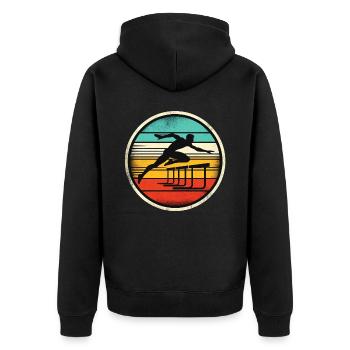 Hurdle Sprinter - Unisex Premium Organic Zip Hoodie - black - Back - Nico (187cm)