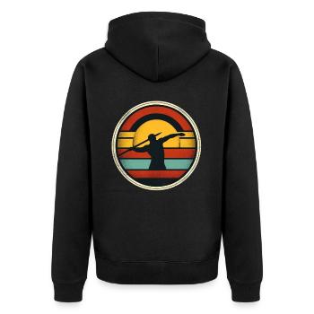 Javelin Throw 4 - Unisex Premium Bio Zip Hoodie - Schwarz - Hinten - Nico (187cm)